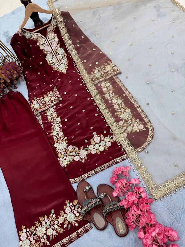 Wine_Pure_Jimmy_Choo_Sequence_Embroidered_Diamond_&_Pearl_Work_Paksitani_Salwar_Suit_With_Dupatta