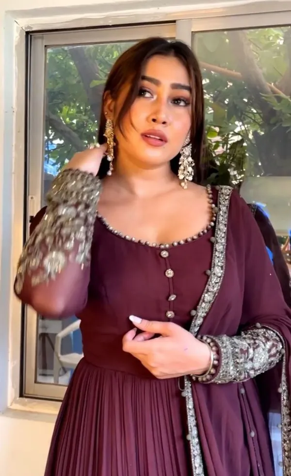 Maroon_Faux_Georgette_Sequence_Embroidery_Gown_With_Dupatta