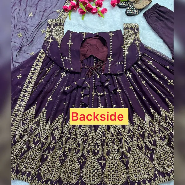 Wine_Heavy_Faux_Georgette_Floor_Length_Anarkali_Gown_With_Bottom_And_Dupatta