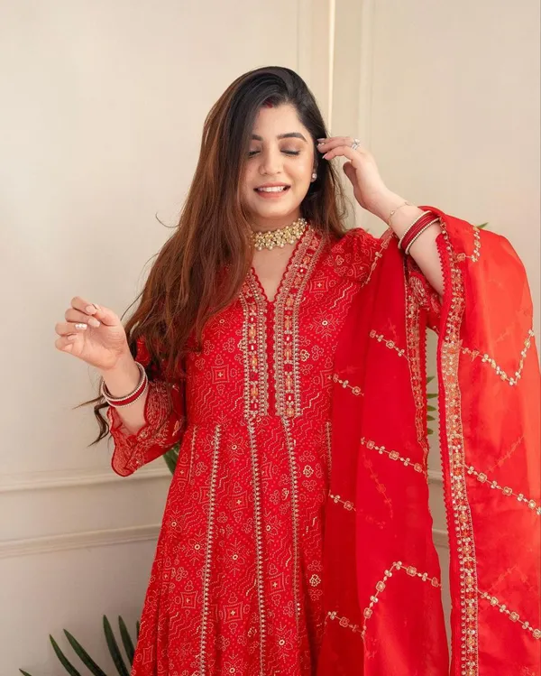 Bandhani_Style_Rayon_Heavy_Embroidered_Long_Anarkali_Kurta_Set_With_Dupatta