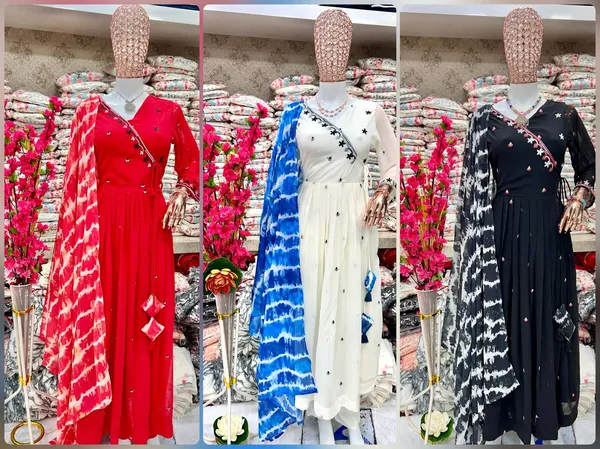 Red_Faux_Georgette_Embroidered_Gown_Set_With_Bottom_And_Dupatta