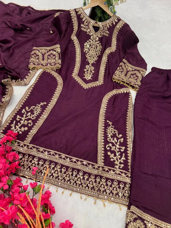 Wine_Attractive_Chinnon_Silk_Coding_Sequence_Embroidered_Salwar_Suit_With_Dupatta