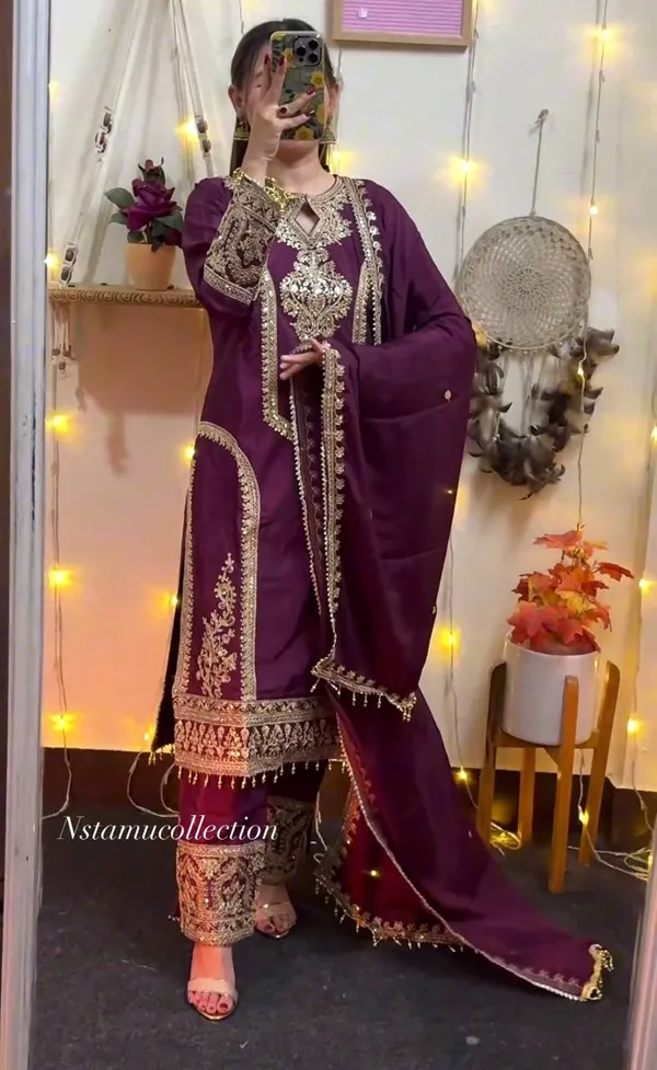Wine_Attractive_Chinnon_Silk_Coding_Sequence_Embroidered_Salwar_Suit_With_Dupatta