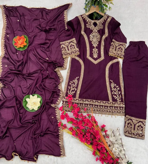 Wine_Attractive_Chinnon_Silk_Coding_Sequence_Embroidered_Salwar_Suit_With_Dupatta