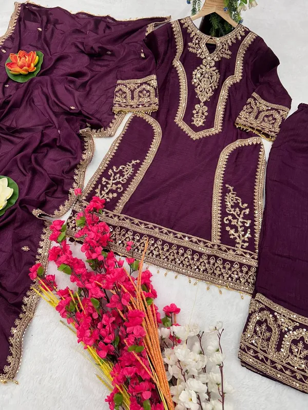 Wine_Attractive_Chinnon_Silk_Coding_Sequence_Embroidered_Salwar_Suit_With_Dupatta