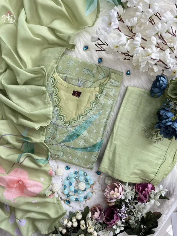 Green_Moti_Handwork_Floral_Digital_Printed_Shifli_Kurti_Set_With_Dupatta