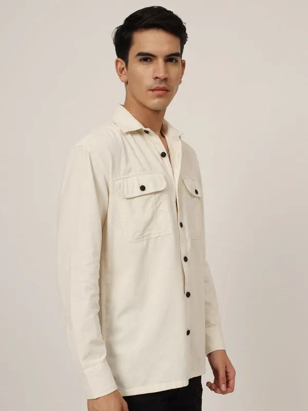 Cream_Cotton_Premium_&_Comfortable_Shirt_For_Men