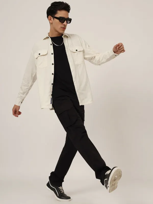 Cream_Cotton_Premium_&_Comfortable_Shirt_For_Men