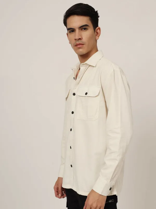 Cream_Cotton_Premium_&_Comfortable_Shirt_For_Men