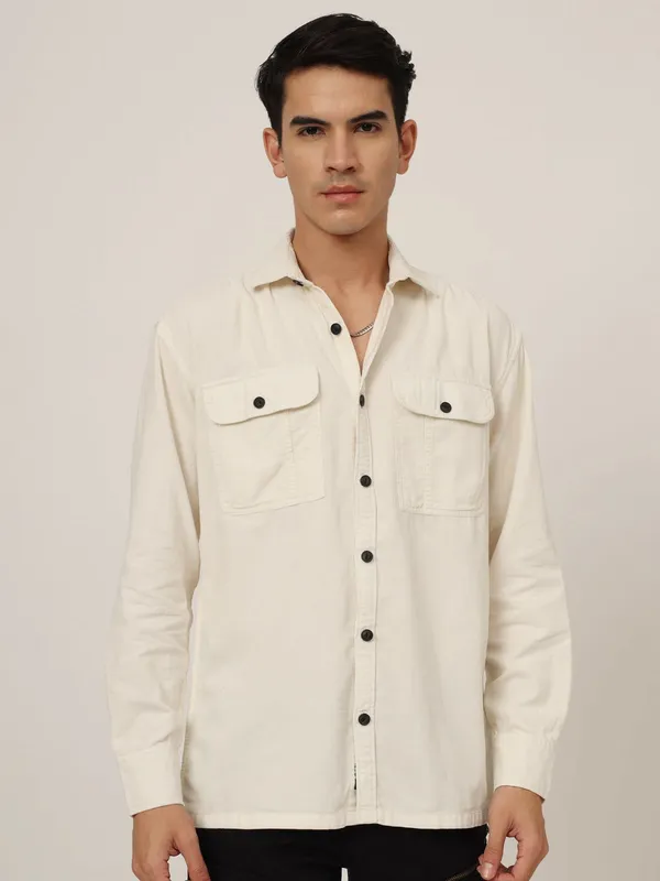 Cream_Cotton_Premium_&_Comfortable_Shirt_For_Men