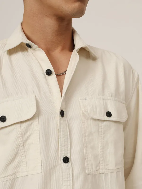 Cream_Cotton_Premium_&_Comfortable_Shirt_For_Men