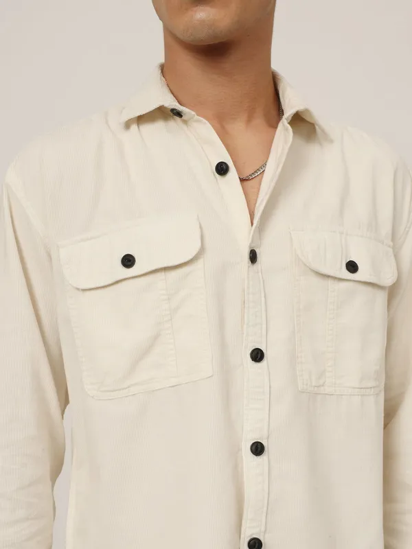 Cream_Cotton_Premium_&_Comfortable_Shirt_For_Men