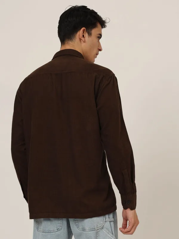 Deep_Brown_Cotton_Premium_&_Comfortable_Shirt_For_Men