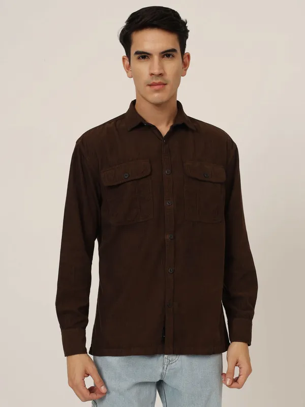 Deep_Brown_Cotton_Premium_&_Comfortable_Shirt_For_Men