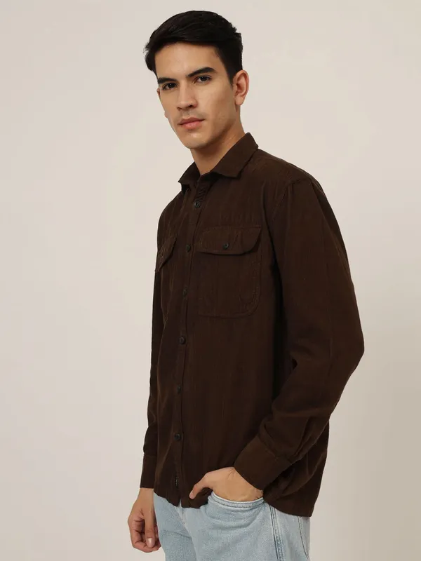 Deep_Brown_Cotton_Premium_&_Comfortable_Shirt_For_Men
