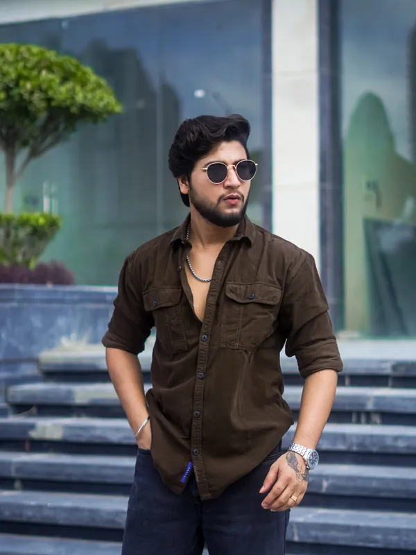 Deep_Brown_Cotton_Premium_&_Comfortable_Shirt_For_Men