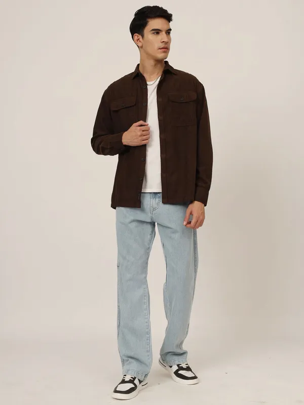 Deep_Brown_Cotton_Premium_&_Comfortable_Shirt_For_Men