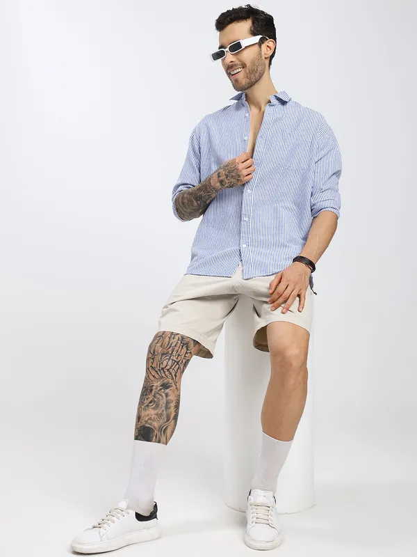 Blue_&_White_Stripe_Cotton_Premium_&_Comfortable_Shirt_For_Men