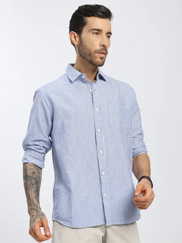 Blue_&_White_Stripe_Cotton_Premium_&_Comfortable_Shirt_For_Men