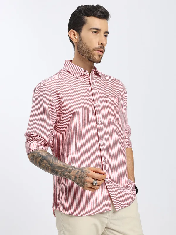 Red_&_White_Stripe_Cotton_Premium_&_Comfortable_Shirt_For_Men