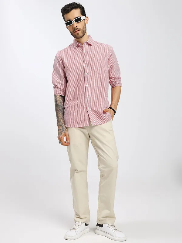 Red_&_White_Stripe_Cotton_Premium_&_Comfortable_Shirt_For_Men