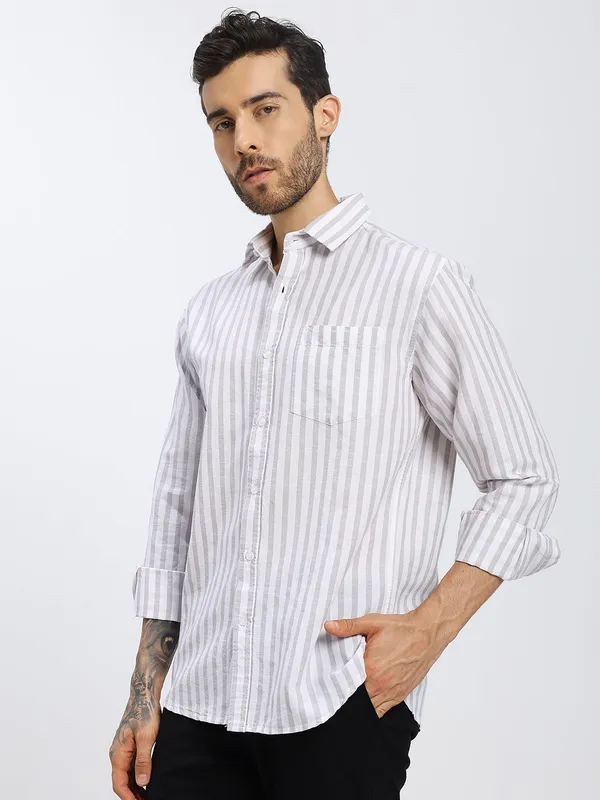 Grey_&_White_Stripe_Cotton_Premium_&_Comfortable_Shirt_For_Men