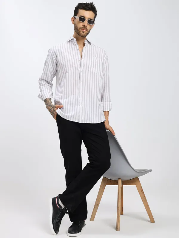 Grey_&_White_Stripe_Cotton_Premium_&_Comfortable_Shirt_For_Men