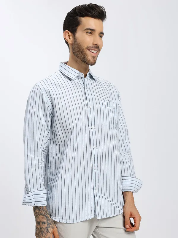 Sky_Blue_Stripe_Cotton_Premium_&_Comfortable_Shirt_For_Men