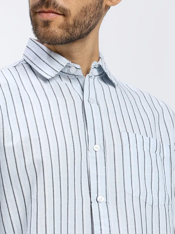Sky_Blue_Stripe_Cotton_Premium_&_Comfortable_Shirt_For_Men