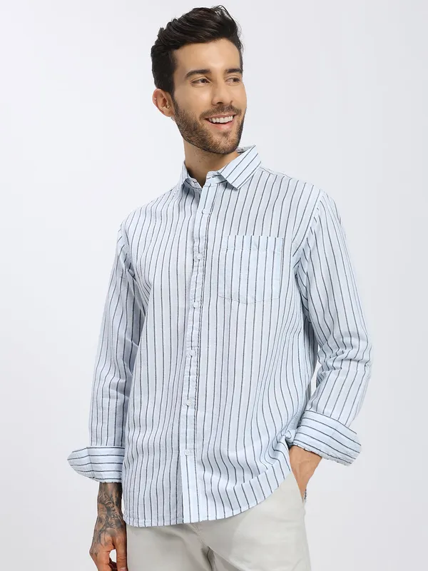 Sky_Blue_Stripe_Cotton_Premium_&_Comfortable_Shirt_For_Men
