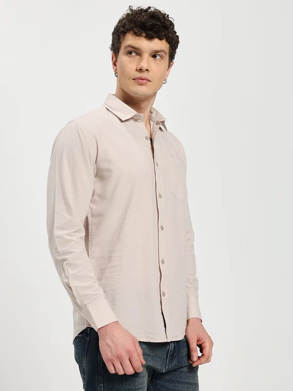 Cream_Cotton_Premium_&_Comfortable_Shirt_For_Men