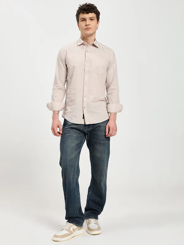 Cream_Cotton_Premium_&_Comfortable_Shirt_For_Men
