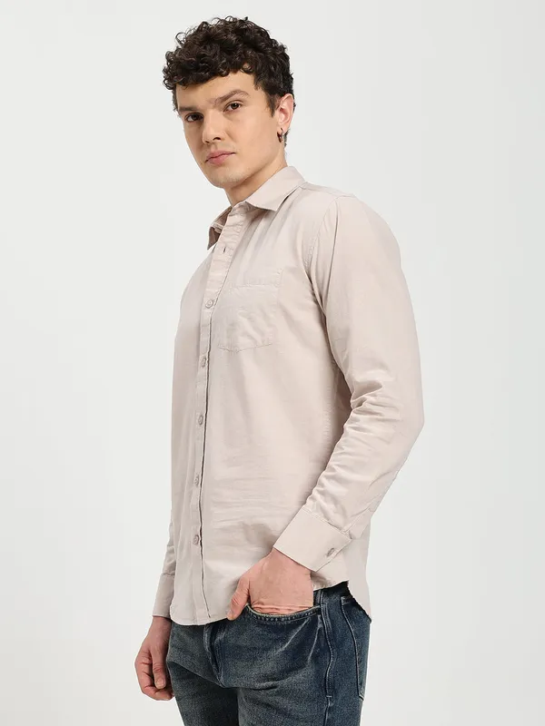 Cream_Cotton_Premium_&_Comfortable_Shirt_For_Men
