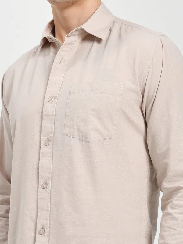 Cream_Cotton_Premium_&_Comfortable_Shirt_For_Men