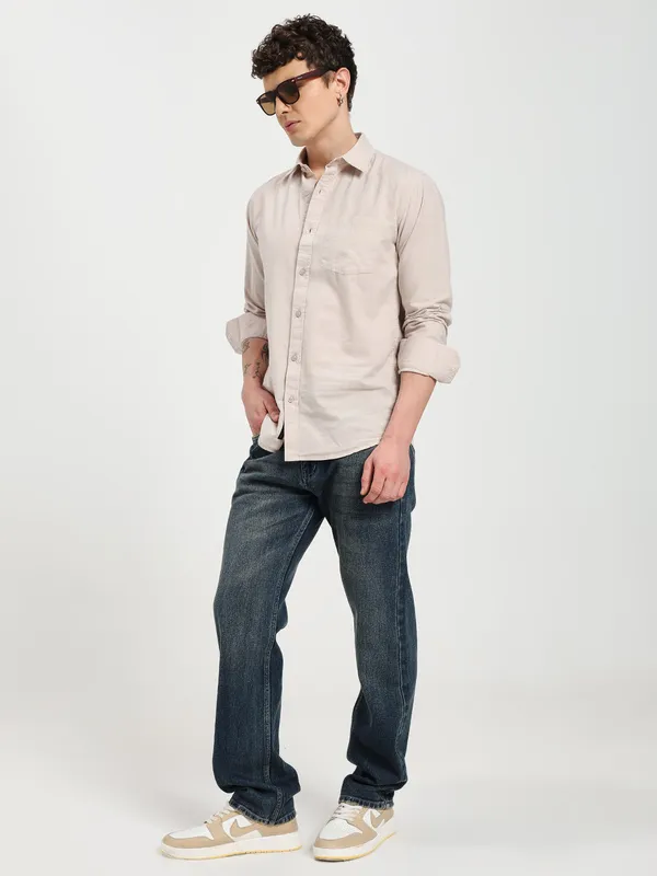 Cream_Cotton_Premium_&_Comfortable_Shirt_For_Men