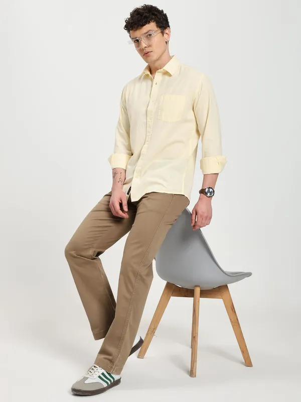 Yellow_Cotton_Premium_&_Comfortable_Shirt_For_Men