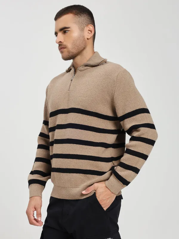 Beige_&_Black_Striped_Cotton_Premium_&_Comfortable_Sweater_For_Men