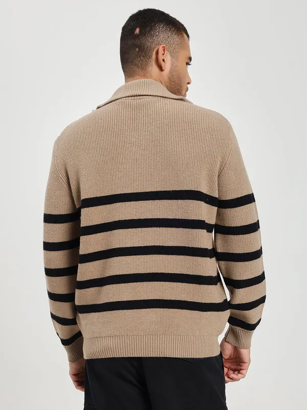 Beige_&_Black_Striped_Cotton_Premium_&_Comfortable_Sweater_For_Men