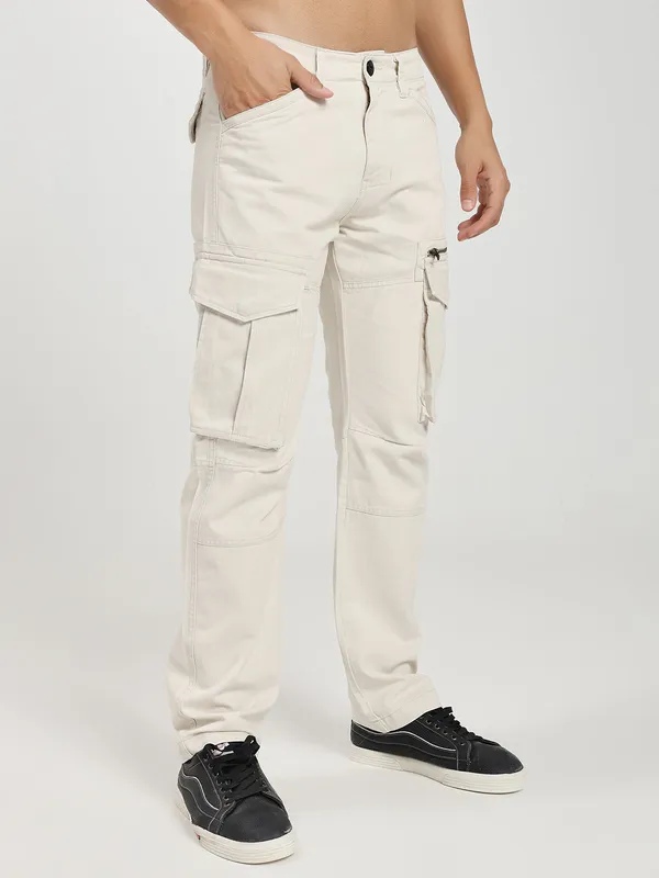 Cream_Cotton_Premium_&_Comfortable_Cargo_Pant_For_Men