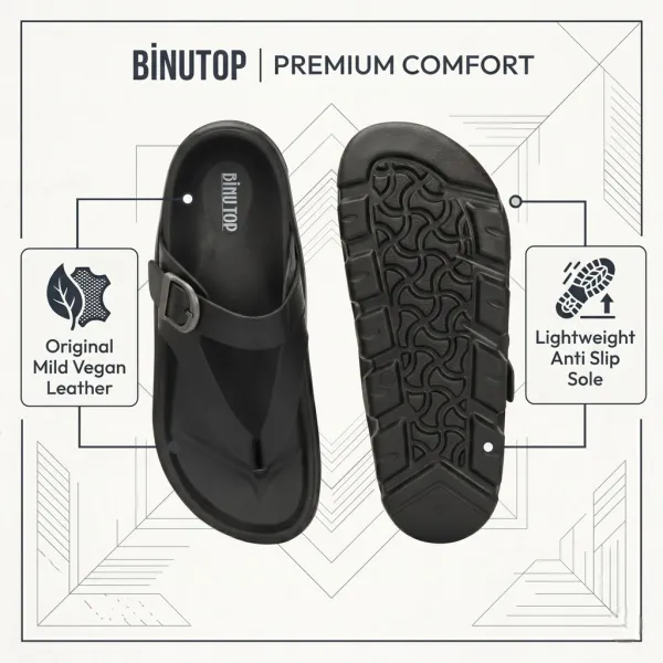 BLACK_Synthetic_Leather_Breathable_Pu_Insole_Slipper_For_Men