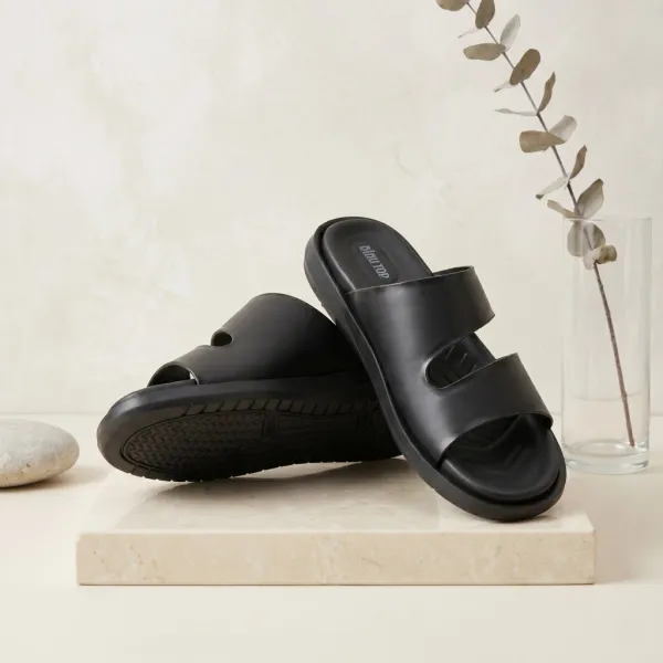 BLACK_Synthetic_Leather_Breathable_Pu_Insole_Slipper_For_Men
