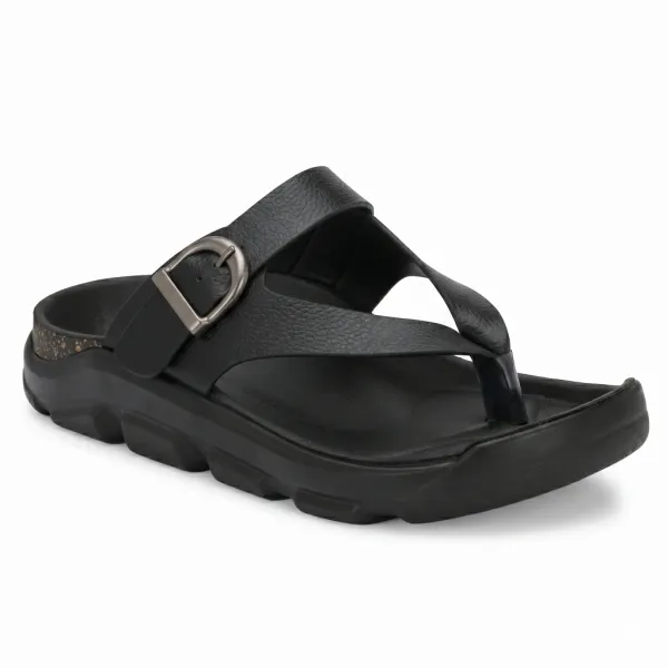 BLACK_Synthetic_Leather_Breathable_Pu_Insole_Slipper_For_Men