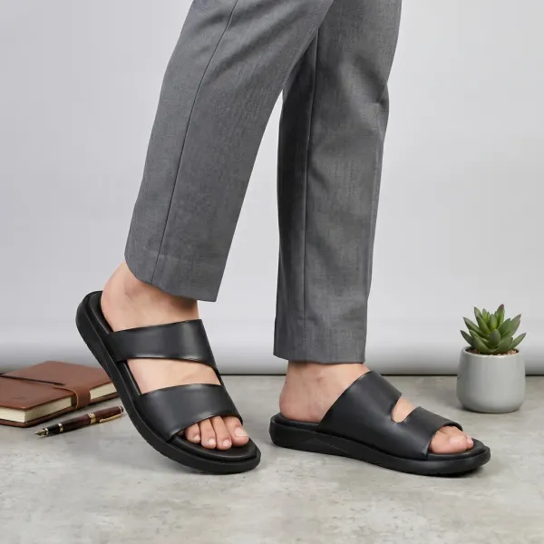 BLACK_Synthetic_Leather_Breathable_Pu_Insole_Slipper_For_Men