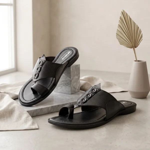 Black_Men's_Leather_Kolhapuri_Design_Sandals_–_Toe_Loop_Slip-On_Ethnic_Slippers_with_Anti-Slip_Sole