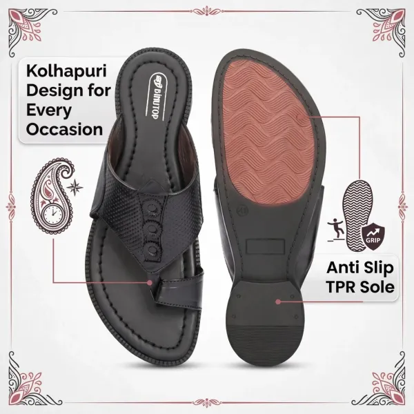 Black_Men's_Leather_Kolhapuri_Design_Sandals_–_Toe_Loop_Slip-On_Ethnic_Slippers_with_Anti-Slip_Sole