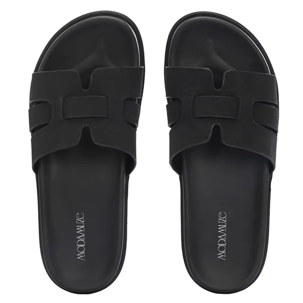 Black_Synthetic_Leather_Breathable_Pu_Insole_Slipper_For_Women