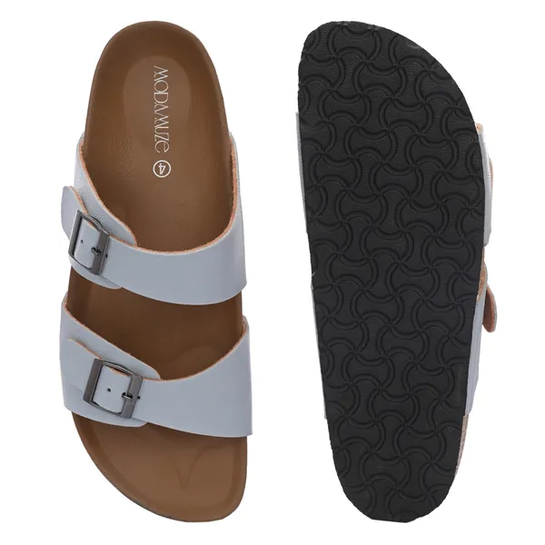 Blue_Synthetic_Leather_Breathable_Pu_Insole_Slipper_For_Women