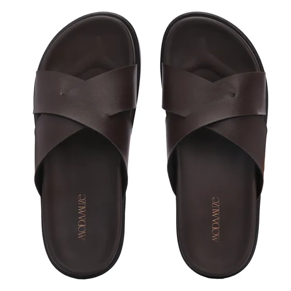 Brown_Synthetic_Leather_Breathable_Pu_Insole_Slipper_For_Women