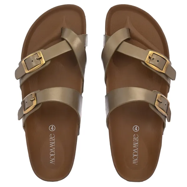 Gold_Synthetic_Leather_Breathable_Pu_Insole_Slipper_For_Women