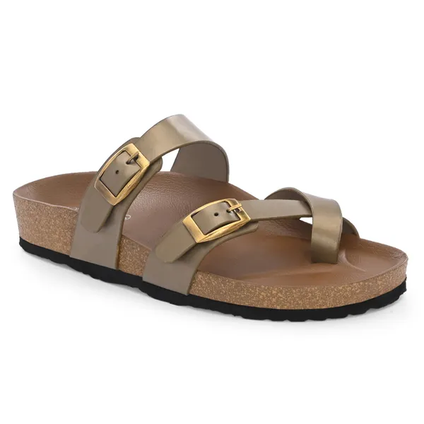 Gold_Synthetic_Leather_Breathable_Pu_Insole_Slipper_For_Women